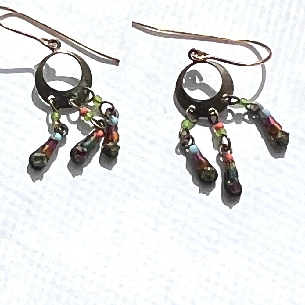Artisan Multicolor Bohemian Beaded Dangle Earrings - Picture 7 of 7
